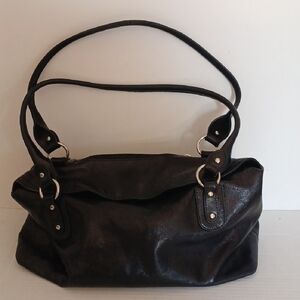 Danier Classic Black Leather Shoulder Bag